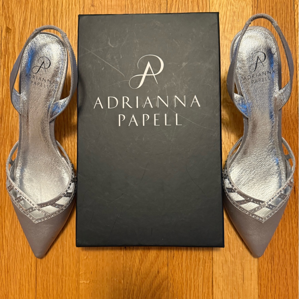 Adrianna Papell Silver Pointed Slingback Heels